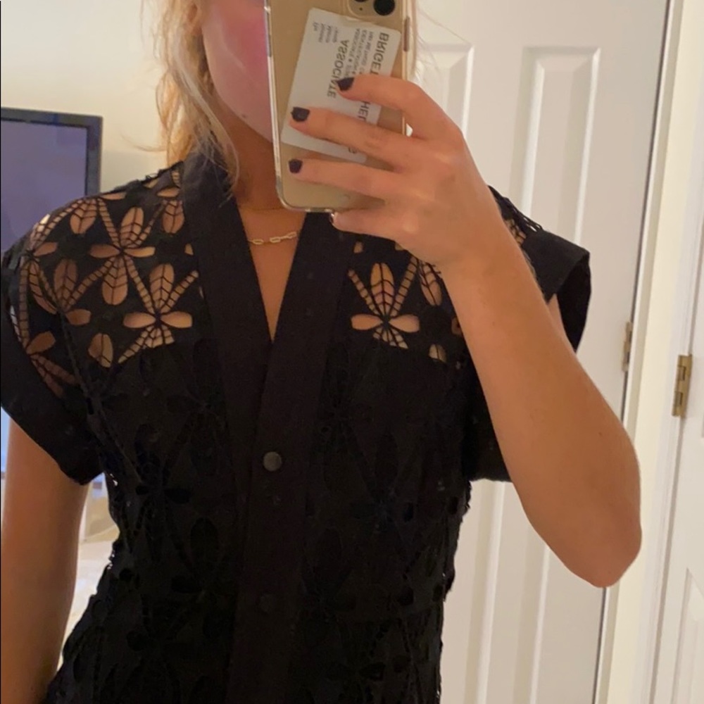 Black embroidered floral dress